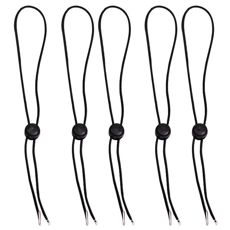ROORUZ Hat Chin Cord, Black Flexible Removable Hat Chin Strap with Spring Loaded Stop Cord Lock,Pack of 5 - Image 1